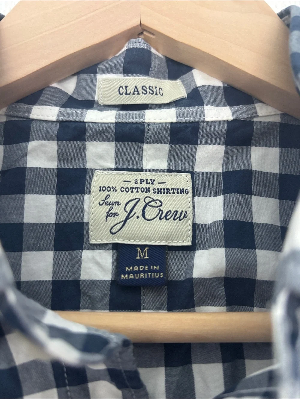 J. Crew Men’s Navy and White Gingham Short-Sleeve Button-Down Shirt M Medium